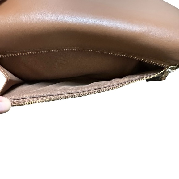 Coach Signature C Logo Slim Envelope in Khaki/Saddle checkbook Fold Long Wallet - Picture 5 of 8